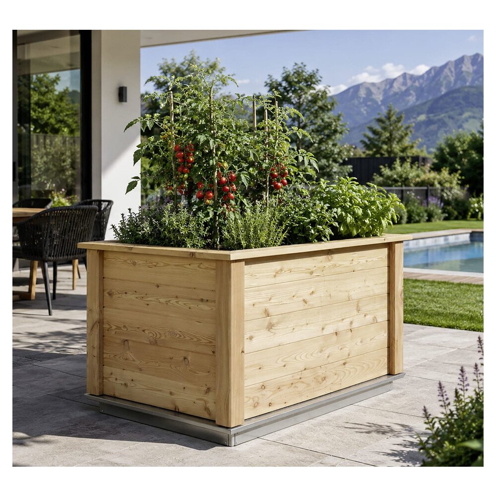 KGT Holz-Hochbeet Woody 0,99 x 1,31 x 0,79 m Typ 130 natur Füllmenge 800 l – Bild 3