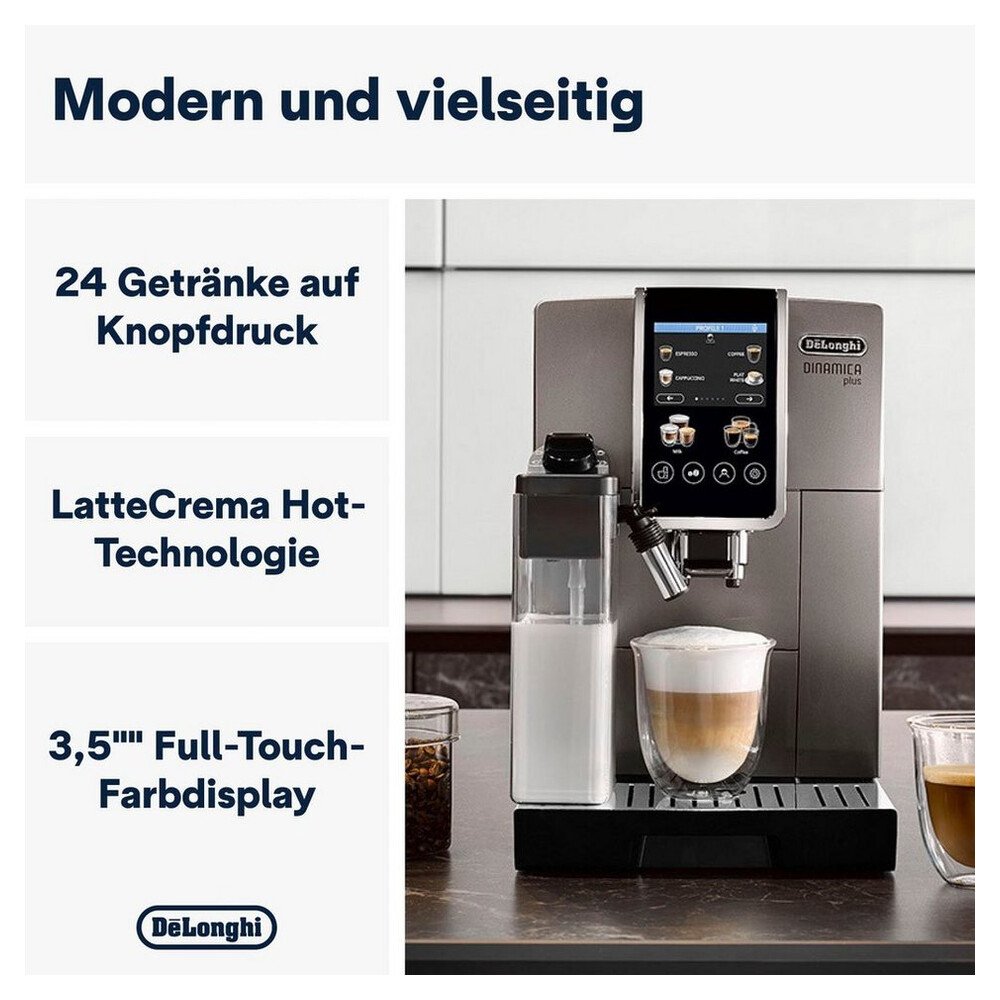 De'Longhi Kaffeevollautomat Dinamica Plus ECAM380.95.TB - 24 Rezepte, perfekter Milchschaum, Intuitive Bedienung, 3,5" Touchscreen, 3 – Bild 2